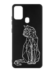 Матовий чорний чохол на Samsung Galaxy M30s/M21 :: Котик (принт 125)