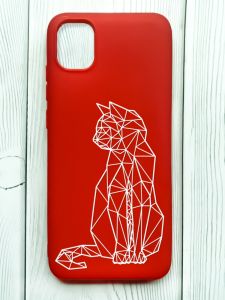 Матовий червоний чохол на Samsung Galaxy A04E/A042 :: Котик (принт 125)