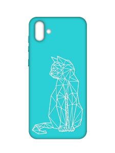 Матовий бірюзовий чохол на Samsung Galaxy A04 :: Котик (принт 125)