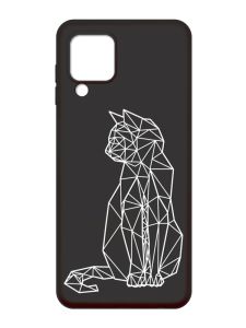 Матовий чорний чохол на Samsung Galaxy M32 / A22 / M22 4G :: Котик (принт 125)