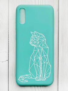 Матовий бірюзовий чохол на Xiaomi Redmi 9А :: Котик (принт 125)