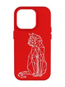 Матовий червоний чохол на Apple iPhone 14 Pro Max :: Котик (принт 125)