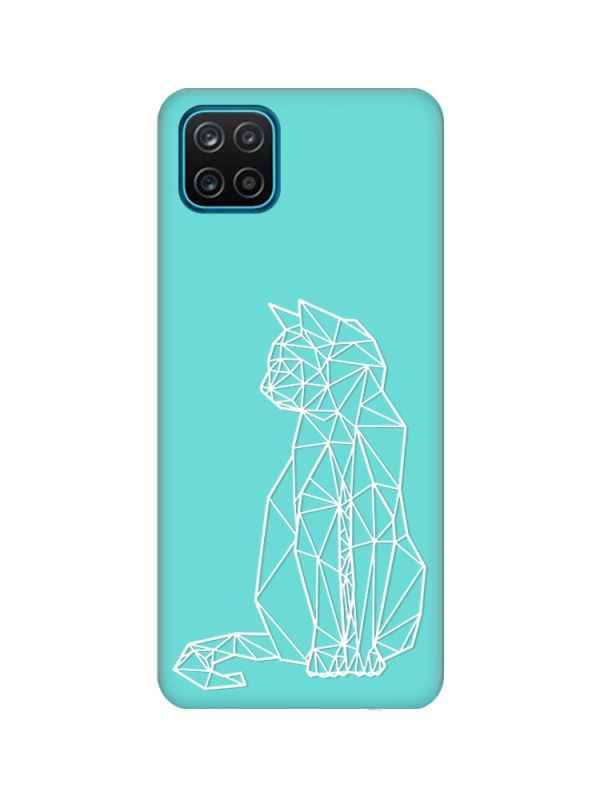 Матовий бірюзовий чохол на Samsung Galaxy A12 :: Котик (принт 125)
