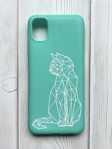Матовий бірюзовий чохол на Samsung Galaxy A04E / A042 :: Котик (принт 125)
