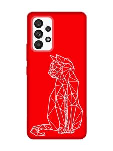 Матовий червоний чохол на Samsung Galaxy A53 4G/5G :: Котик (принт 125)