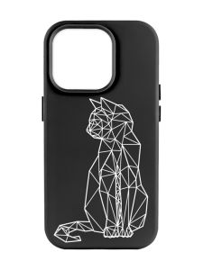 Матовий чорний чохол на Apple iPhone 14 Pro Max :: Котик (принт 125)