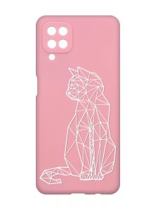 Матовий рожевий чохол на Samsung Galaxy A12 :: Котик (принт 125)