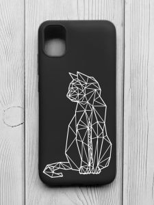 Матовий чорний чохол на Samsung Galaxy A04E/A042 :: Котик (принт 125)