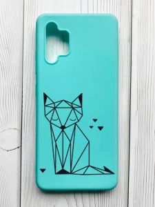 Матовий бірюзовий чохол на Samsung Galaxy A32 :: Лисиця (принт 126)