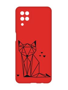 Матовий червоний чохол на Samsung Galaxy A12 :: Лисиця (принт 126)