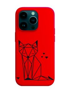 Матовий червоний чохол на Apple iPhone 14 Pro :: Лисиця (принт 126)