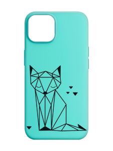 Матовий бірюзовий чохол на Apple iPhone 14 :: Лисиця (принт 126)