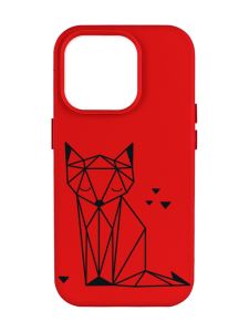 Матовий червоний чохол на Apple iPhone 14 Pro Max :: Лисиця (принт 126)