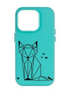 Матовий бірюзовий чохол на Apple iPhone 14 Pro Max :: Лисиця (принт 126)