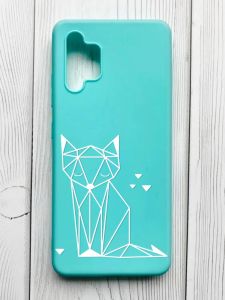 Матовий бірюзовий чохол на Samsung Galaxy A32 :: Лисиця (принт 127)