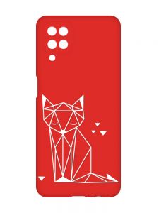 Матовий червоний чохол на Samsung Galaxy A12 :: Лисиця (принт 127)
