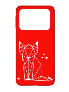 Матовий червоний чохол на Xiaomi Poco X4 Pro 5G :: Лисиця (принт 127)