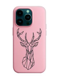 Матовий рожевий чохол на Apple iPhone 14 Pro :: Олень (принт 128)