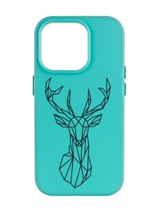 Матовий бірюзовий чохол на Apple iPhone 14 Pro Max :: Олень (принт 128)