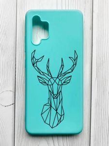 Матовий бірюзовий чохол на Samsung Galaxy A32 :: Олень (принт 128)