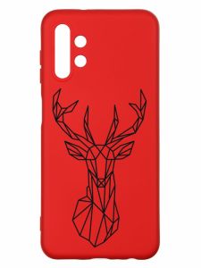 Матовий червоний чохол на Samsung A13 4G :: Олень (принт 128)