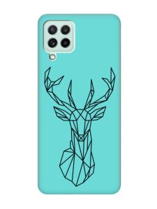 Матовий бірюзовий чохол на Samsung Galaxy M32/M22/A22 4G :: Олень (принт 128)