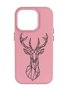 Матовий рожевий чохол на Apple iPhone 14 Pro Max :: Олень (принт 128)