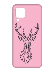 Матовий рожевий чохол на Samsung Galaxy M32/A22/M22 4G :: Олень (принт 128)