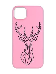 Матовий рожевий чохол на Apple iPhone 14 Plus :: Олень (принт 128)