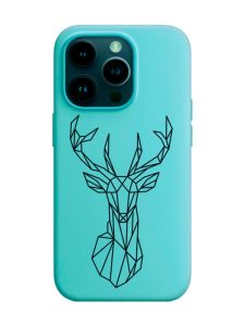 Матовий бірюзовий чохол на Apple iPhone 14 Pro :: Олень (принт 128)