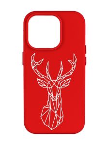 Матовий червоний чохол на Apple iPhone 14 Pro Max :: Олень (принт 129)