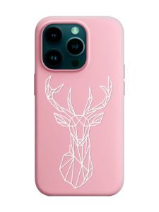 Матовий рожевий чохол на Apple iPhone 14 Pro :: Олень (принт 129)