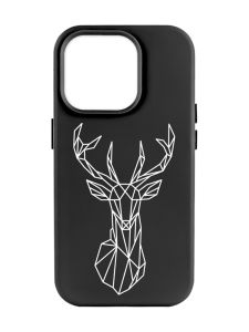 Матовий чорний чохол на Apple iPhone 14 Pro Max :: Олень (принт 129)