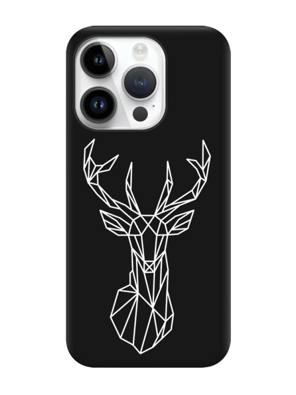 Матовий чорний чохол на Apple iPhone 14 Pro :: Олень (принт 129)
