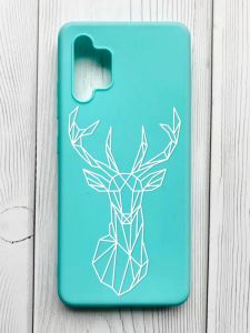 Матовий бірюзовий чохол на Samsung Galaxy A32 :: Олень (принт 129)