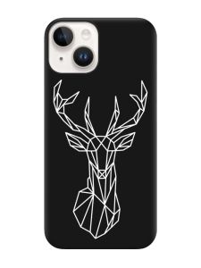 Матовий чорний чохол на Apple iPhone 14 :: Олень (принт 129)