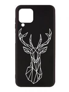Матовий чорний чохол на Samsung Galaxy A12 :: Олень (принт 129)