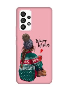 Матовий рожевий чохол на Samsung Galaxy A53 4G/5G :: Дівчина з кавою (принт 136)