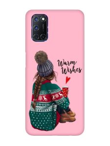 Матовий рожевий чохол на Oppo A52/A72/A92 :: Дівчина з кавою (принт 136)