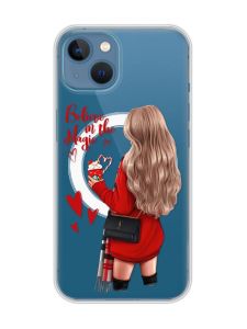 Магнітний чохол на iPhone 13 (6.1) із підтримкою MagSafe :: Дівчина з кавою (принт 137)