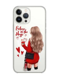 Магнітний чохол на iPhone 14 Pro із підтримкою MagSafe :: Дівчина з кавою (принт 137)