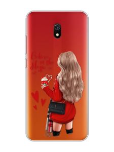 Прозорий чохол на Xiaomi Redmi 8A :: Дівчина з кавою (принт 137)