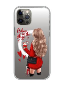 Магнітний чохол на iPhone 12 Pro Max із підтримкою MagSafe :: Дівчина з кавою (принт 137)