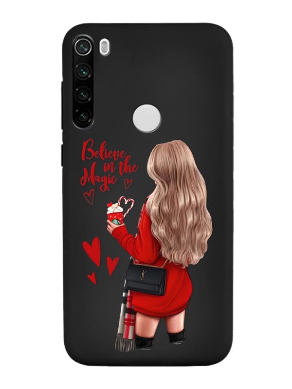 Матовий чорний чохол на Xiaomi Redmi Note 8T :: Дівчина з кавою (принт 137)