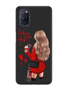Матовий чорний чохол на Oppo A52/A72/A92 :: Дівчина з кавою (принт 137)