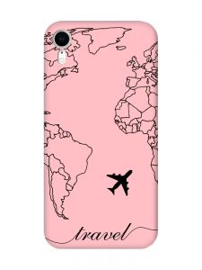 Матовий рожевий чохол на Apple iPhone XR :: Карта. Контур (принт 330)