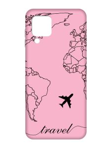 Матовий рожевий чохол на Samsung Galaxy M32/A22/M22 4G :: Карта. Контур (принт 330)