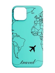 Матовий бірюзовий чохол на Apple iPhone 14 :: Карта. Контур (принт 330)