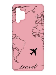 Матовий рожевий чохол на Samsung Galaxy A32 :: Карта. Контур (принт 330)