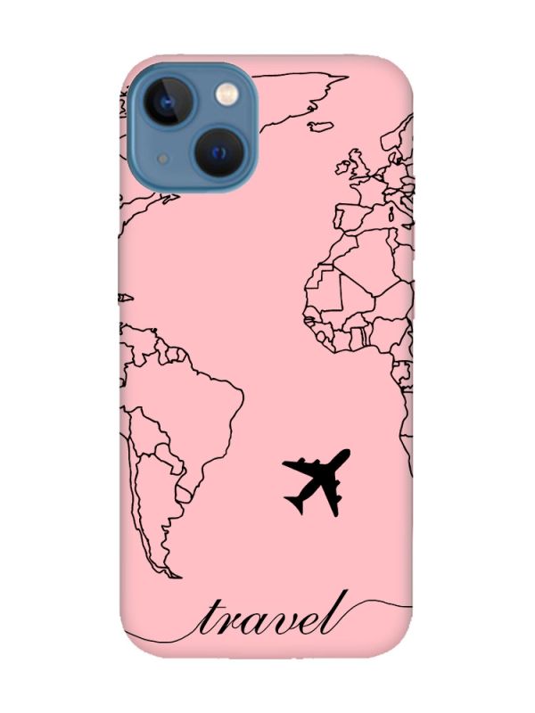 Матовий рожевий чохол на Apple iPhone 13 :: Карта. Контур (принт 330)
